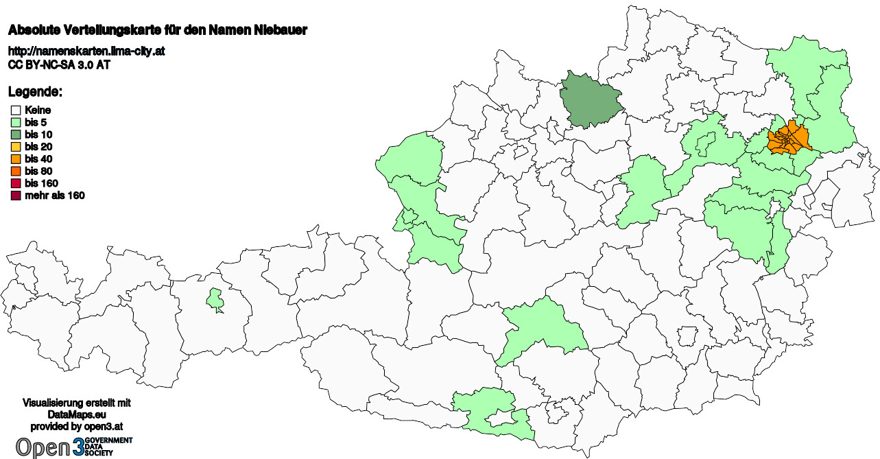 Absolute Verteilungskarten Nachnamen Niebauer