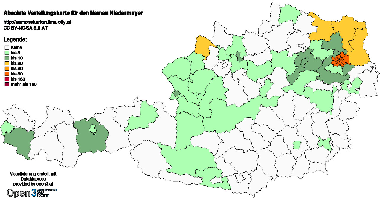 Absolute Verteilungskarten Nachnamen Niedermayer