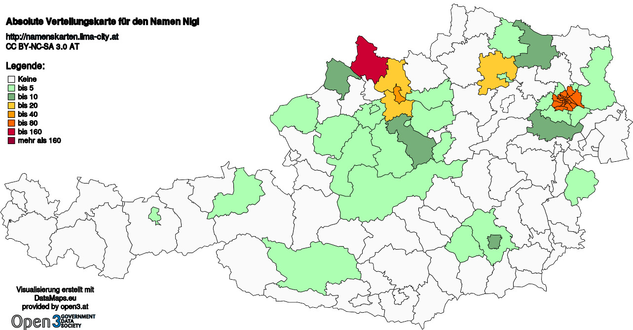 Absolute Verteilungskarten Nachnamen Nigl