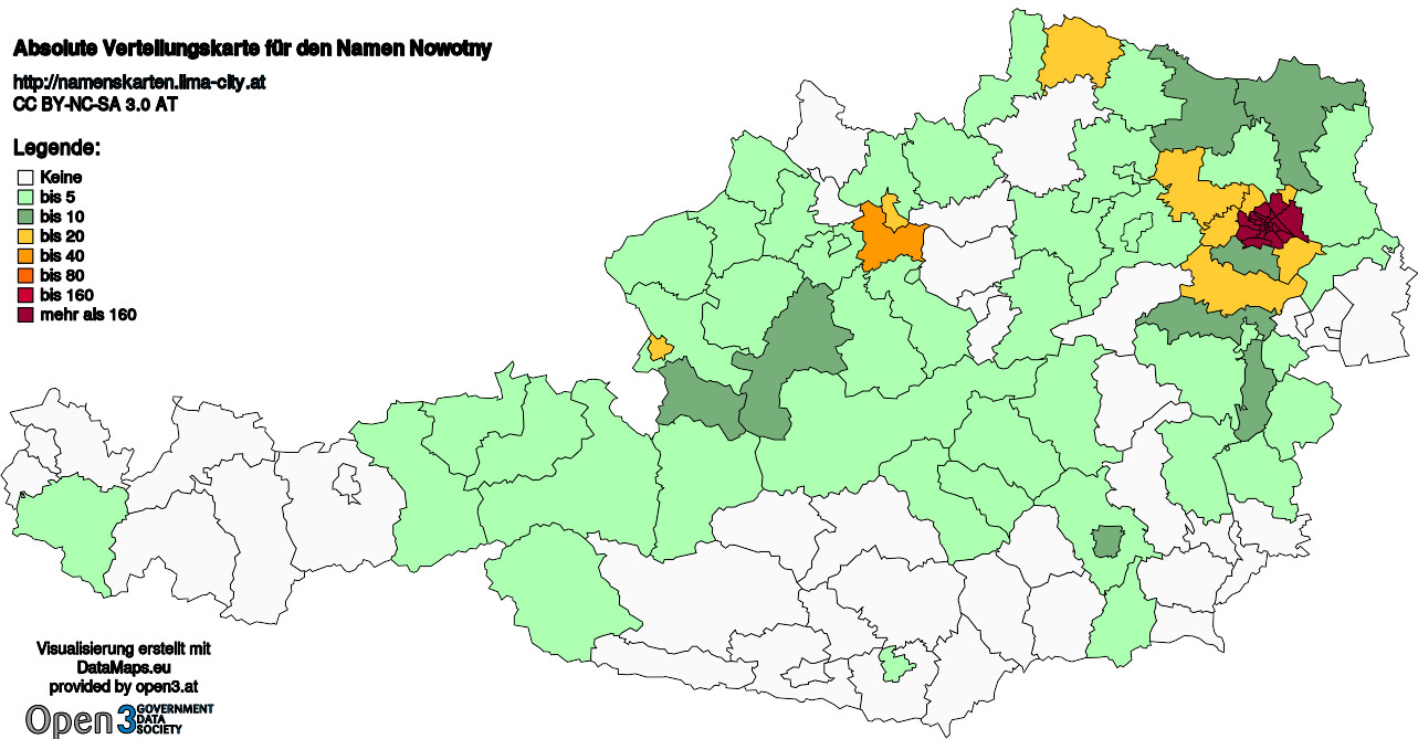 Absolute Verteilungskarten Nachnamen Nowotny