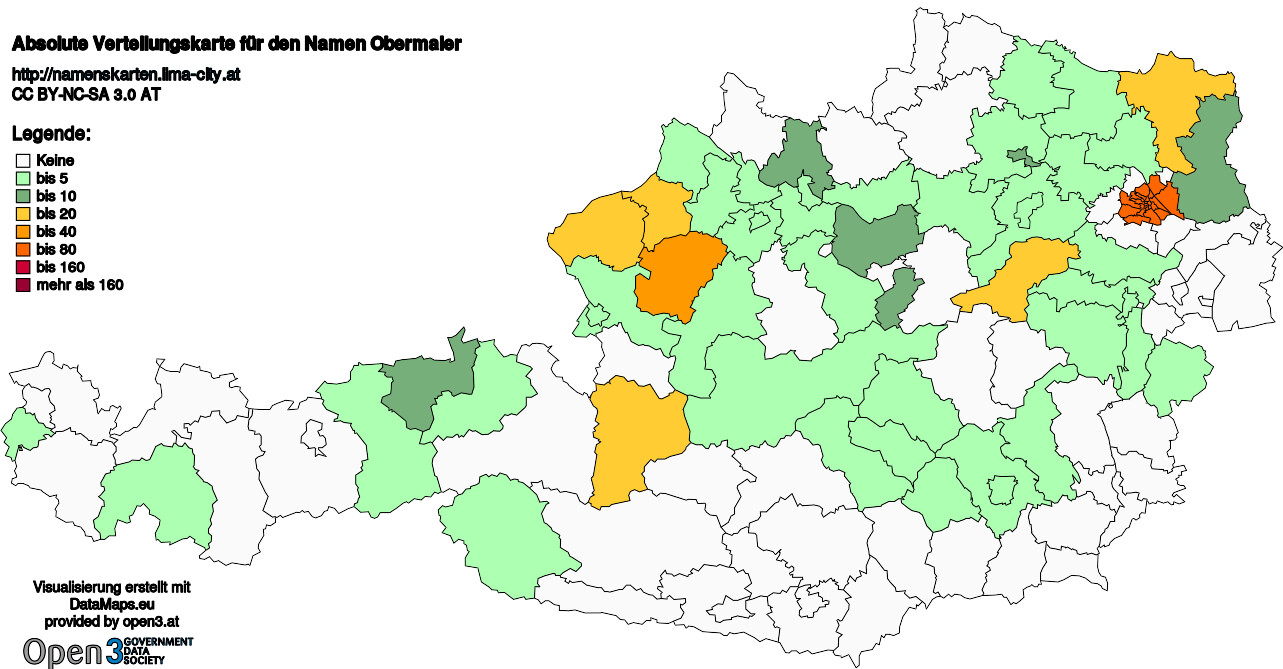 Absolute Verteilungskarten Nachnamen Obermaier