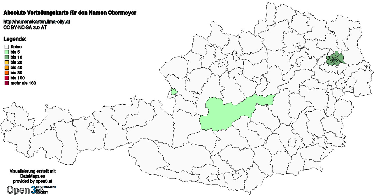 Absolute Verteilungskarten Nachnamen Obermeyer