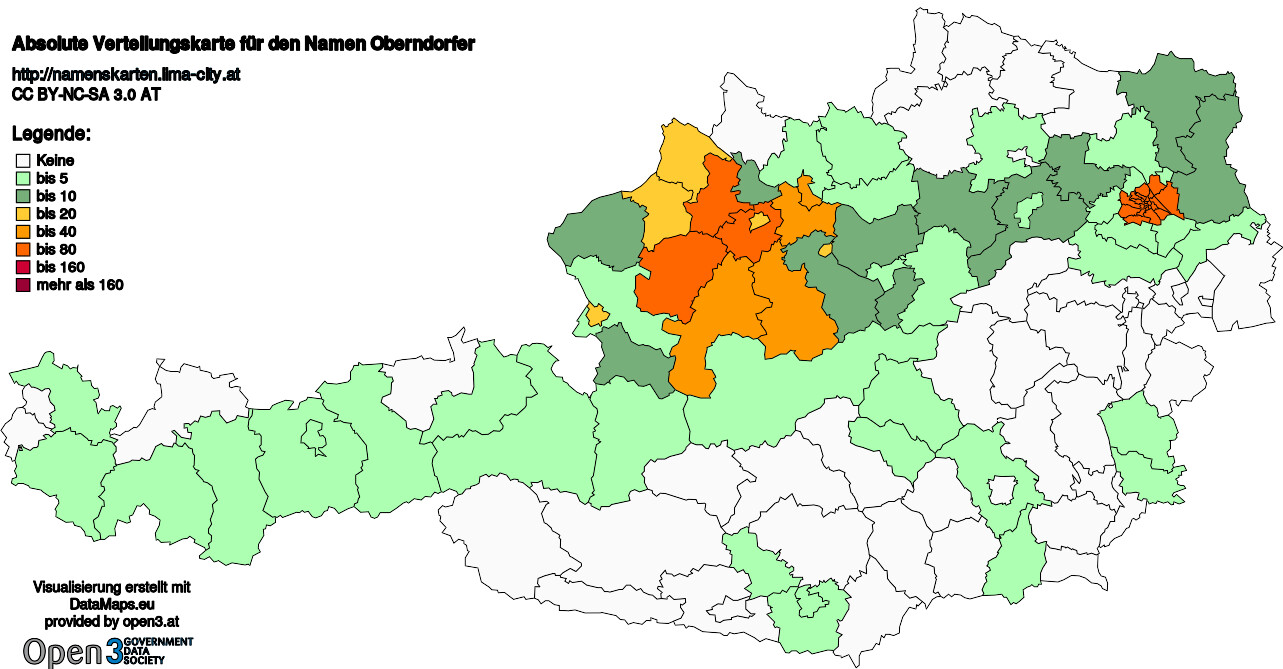 Absolute Verteilungskarten Nachnamen Oberndorfer