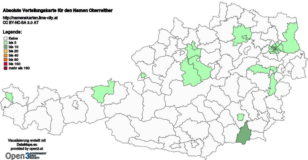 Absolute Verteilungskarten Nachnamen Oberreither