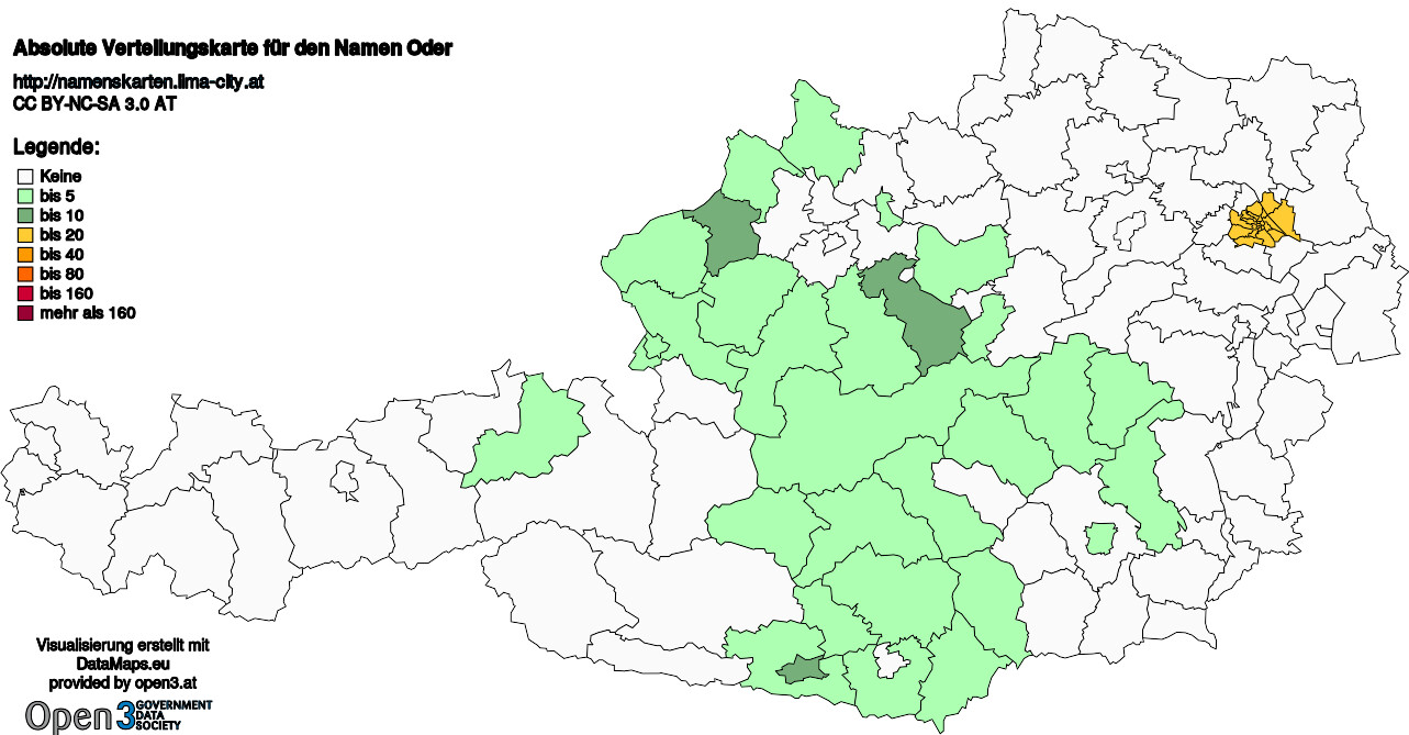 Absolute Verteilungskarten Nachnamen Oder