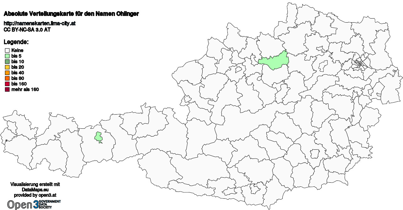 Absolute Verteilungskarten Nachnamen Ohlinger