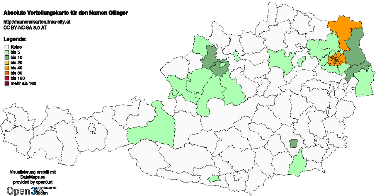 Absolute Verteilungskarten Nachnamen Ollinger