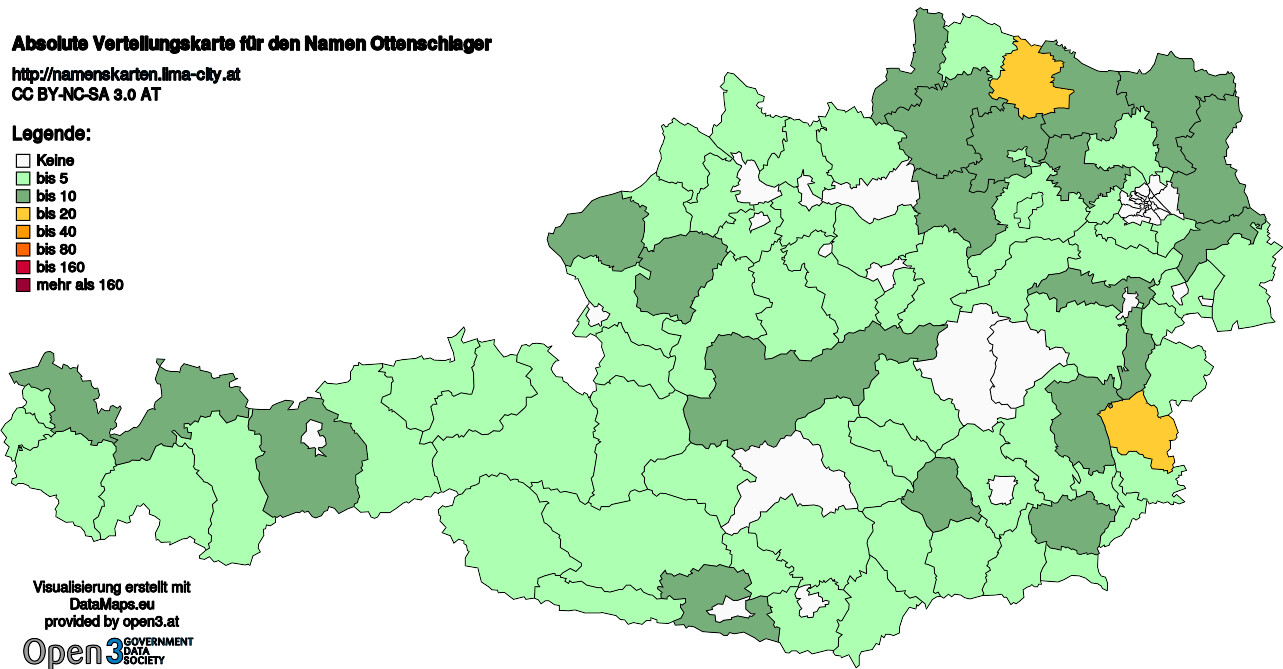 Absolute Verteilungskarten Nachnamen Ottenschlager