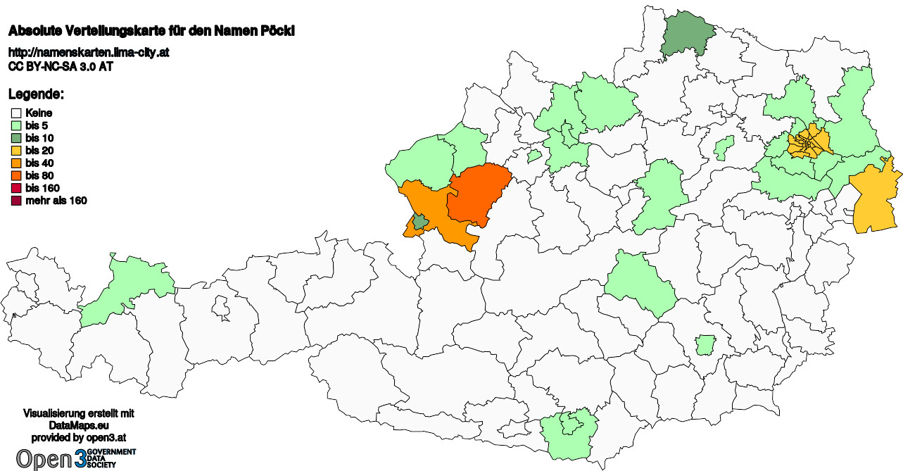 Absolute Verteilungskarten Nachnamen Pöckl