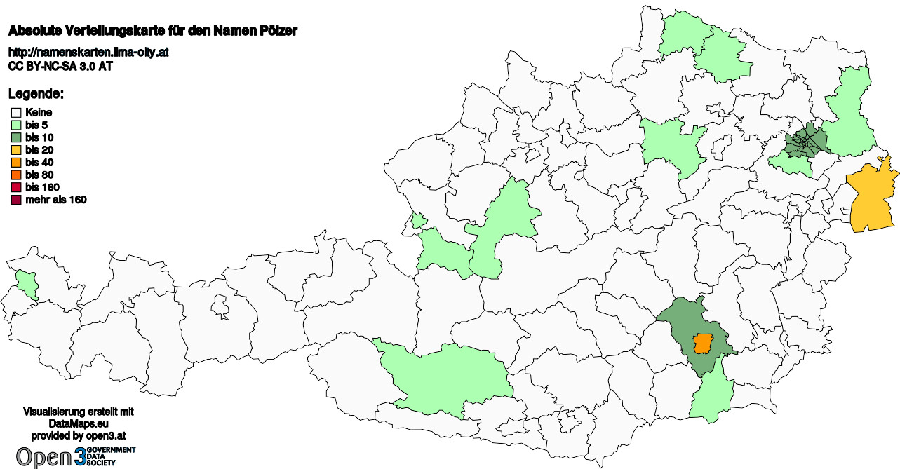 Absolute Verteilungskarten Nachnamen Pölzer