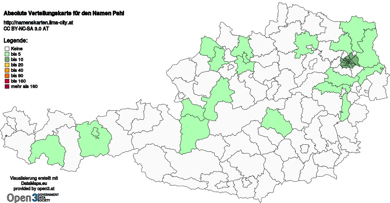 Absolute Verteilungskarten Nachnamen Pahl