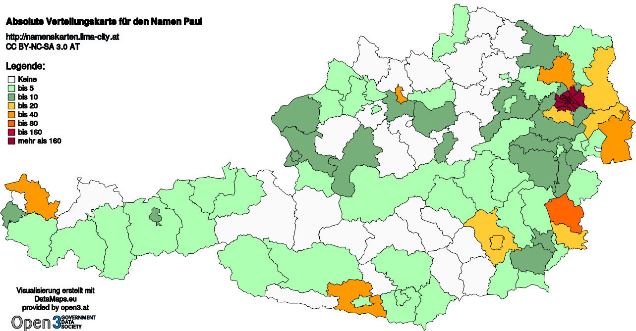 Absolute Verteilungskarten Nachnamen Paul