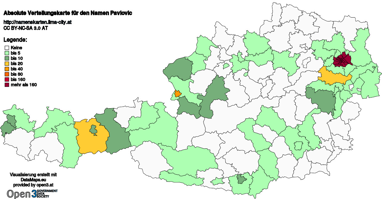 Absolute Verteilungskarten Nachnamen Pavlovic