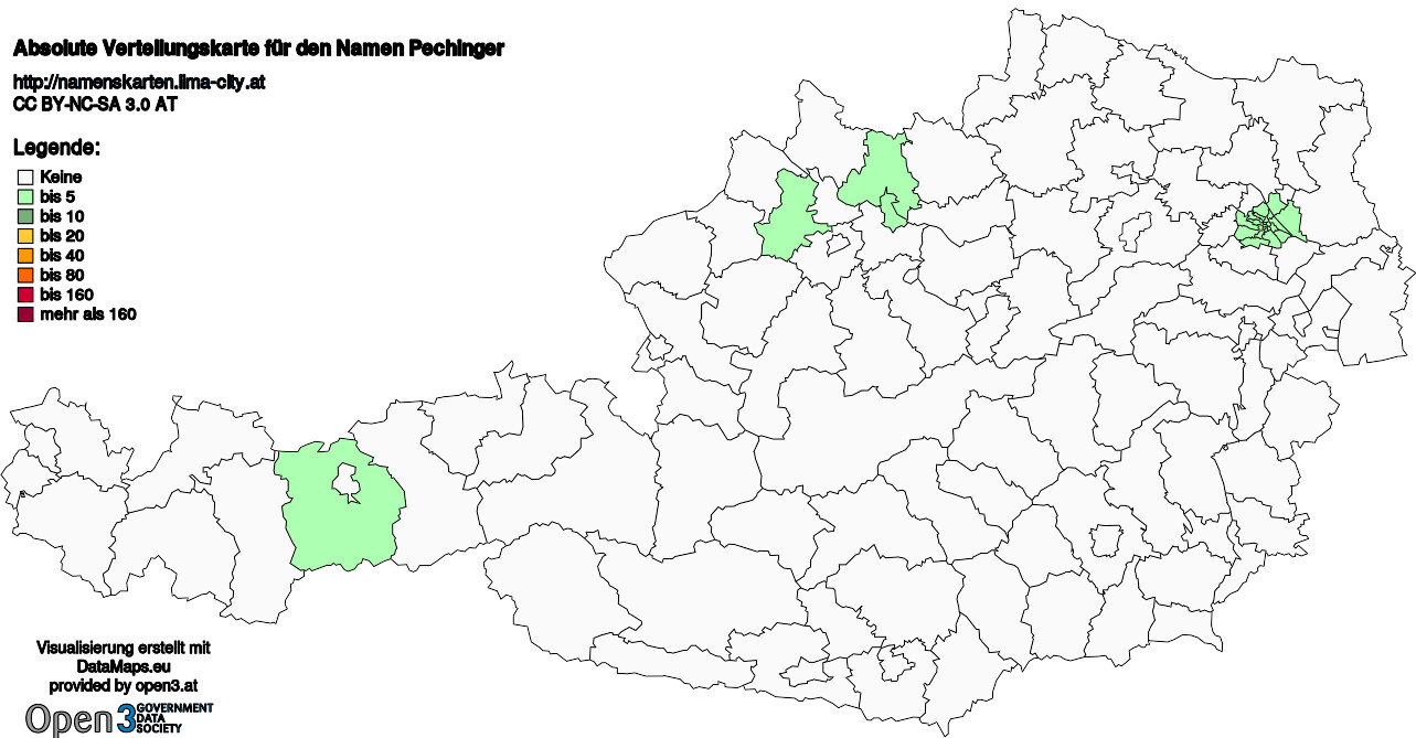 Absolute Verteilungskarten Nachnamen Pechinger