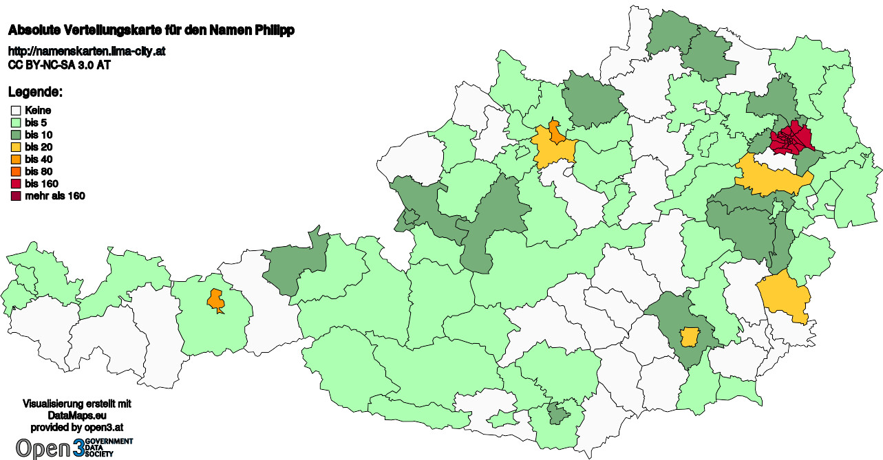Absolute Verteilungskarten Nachnamen Philipp