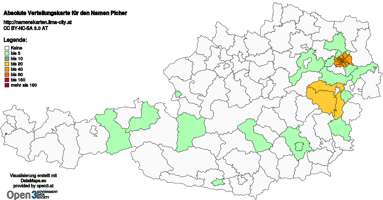 Absolute Verteilungskarten Nachnamen Picher