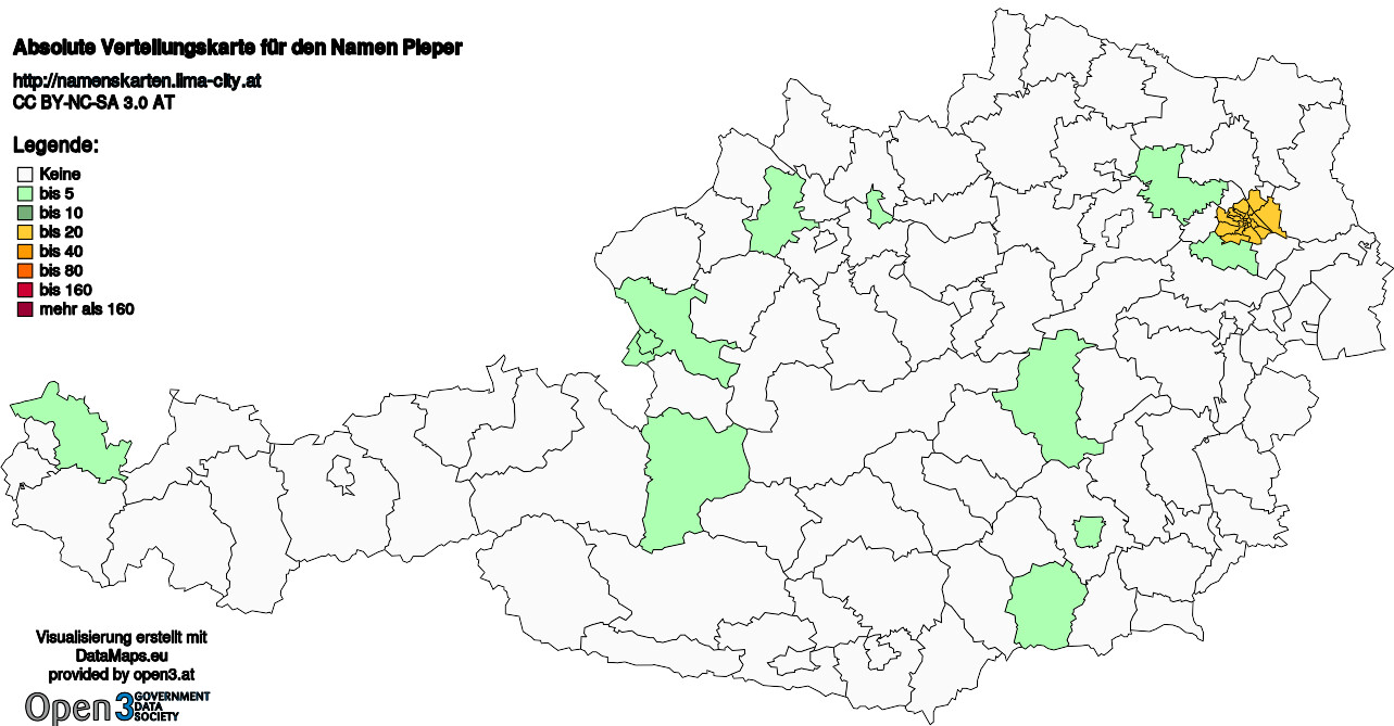 Absolute Verteilungskarten Nachnamen Pieper