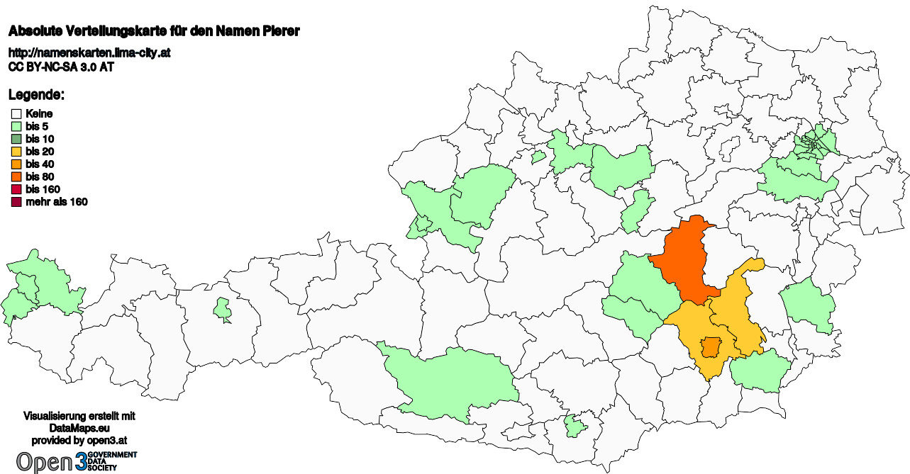 Absolute Verteilungskarten Nachnamen Pierer