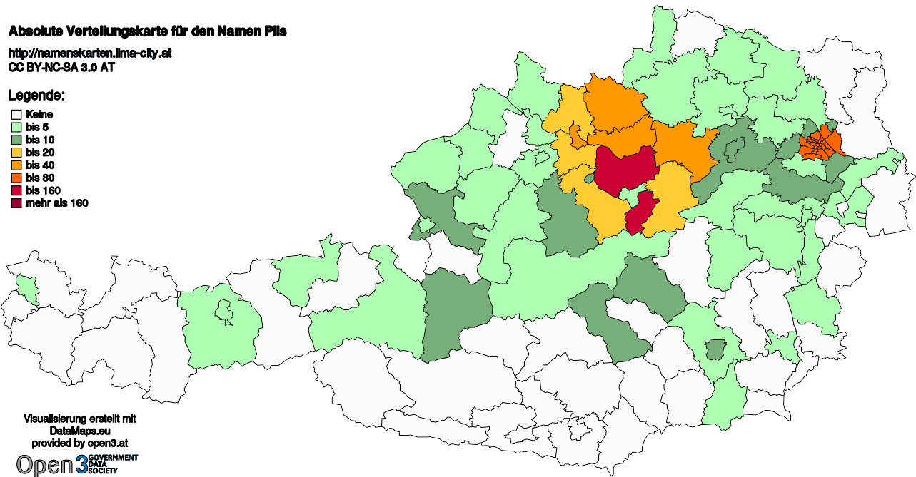 Absolute Verteilungskarten Nachnamen Pils