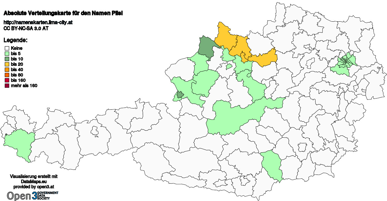 Absolute Verteilungskarten Nachnamen Pilsl