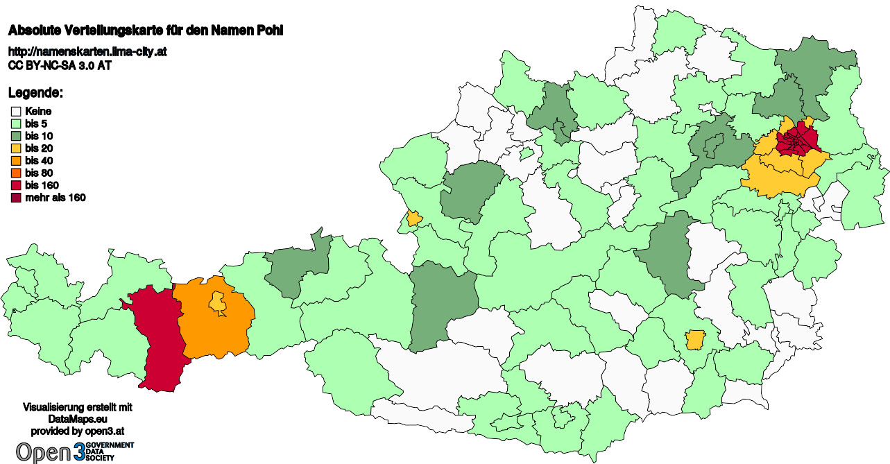 Absolute Verteilungskarten Nachnamen Pohl