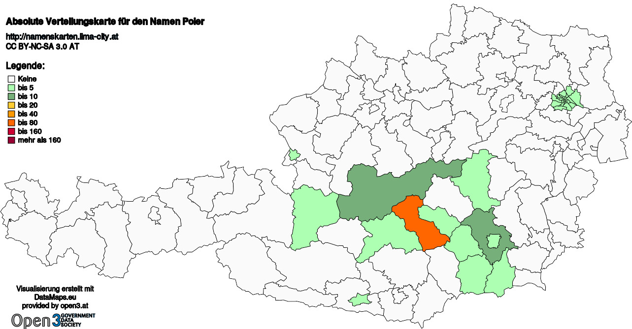 Absolute Verteilungskarten Nachnamen Poier