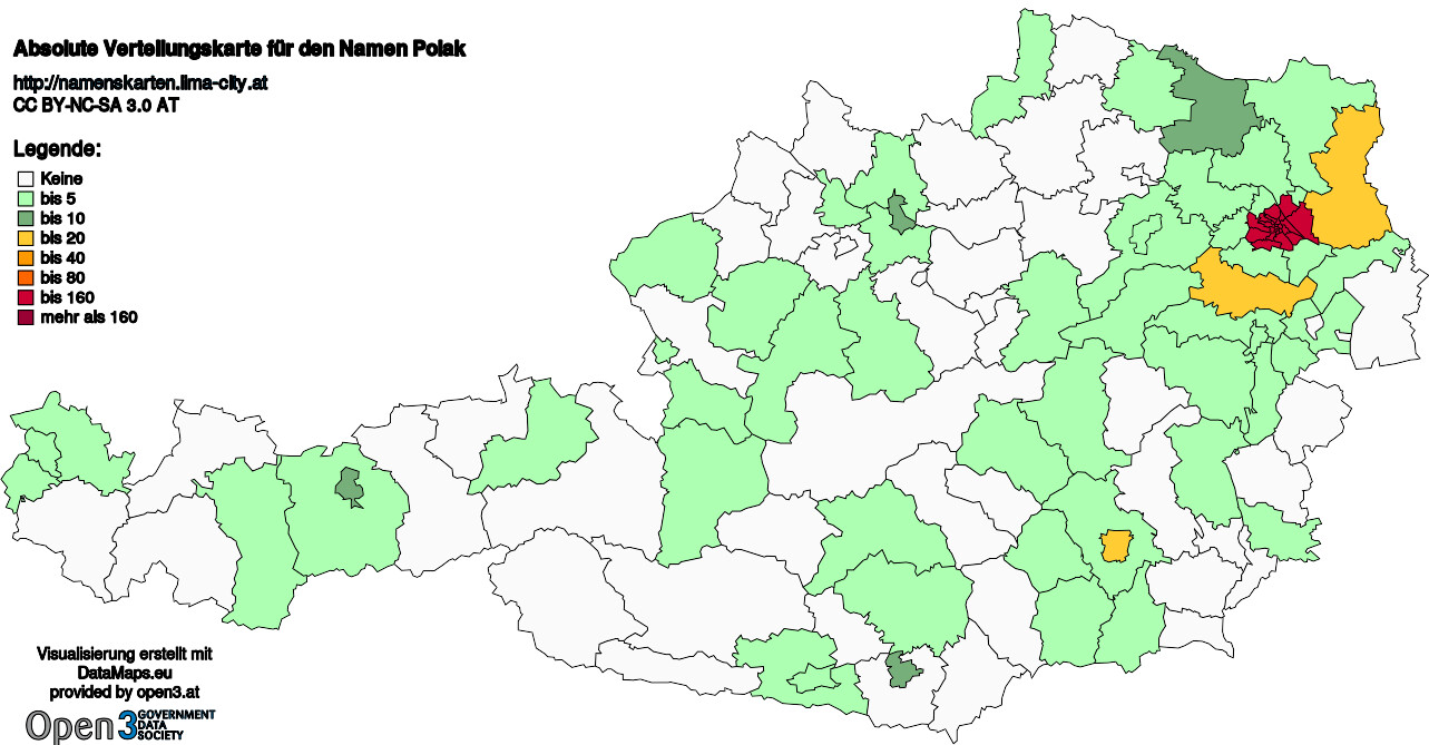 Absolute Verteilungskarten Nachnamen Polak