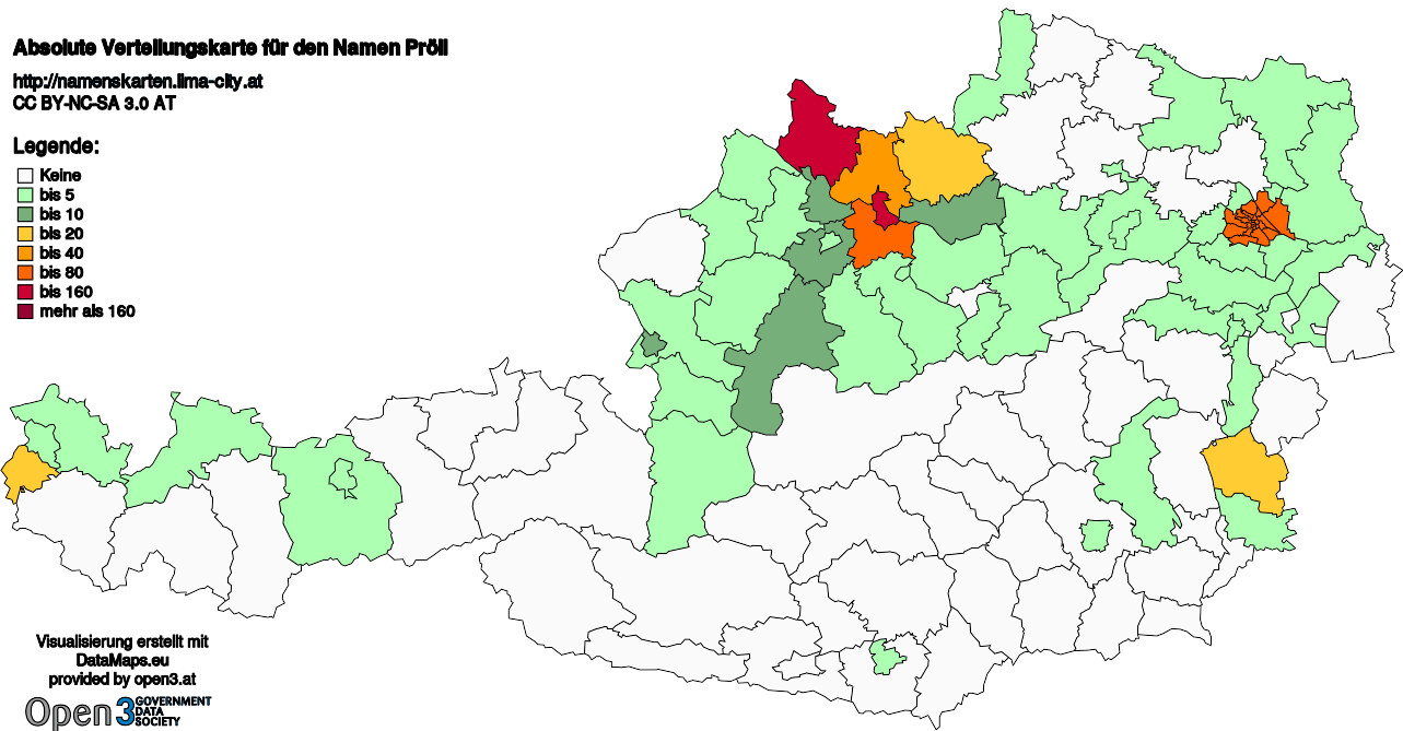 Absolute Verteilungskarten Nachnamen Pröll