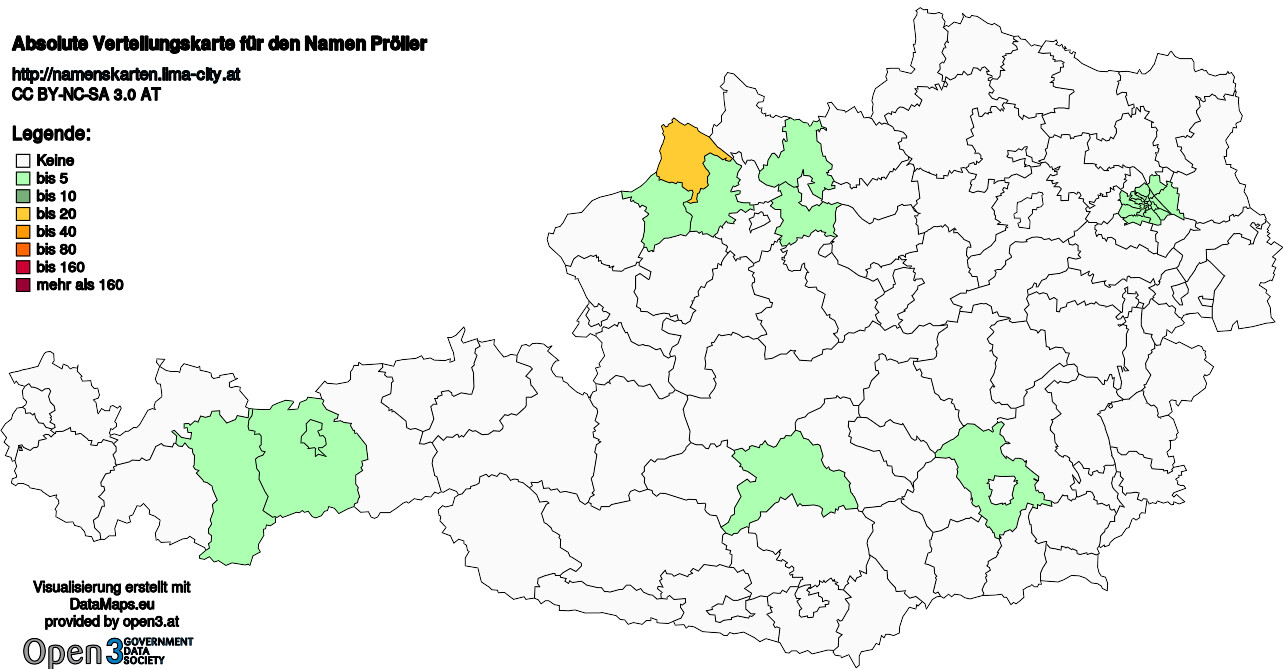 Absolute Verteilungskarten Nachnamen Pröller