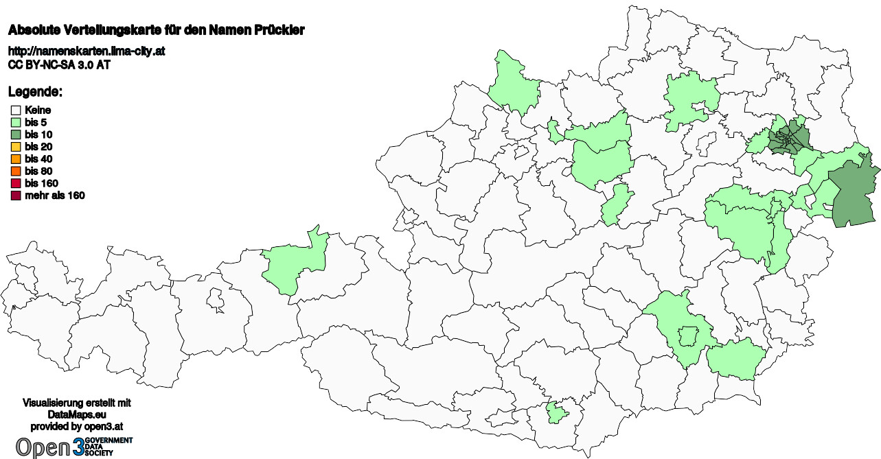 Absolute Verteilungskarten Nachnamen Prückler