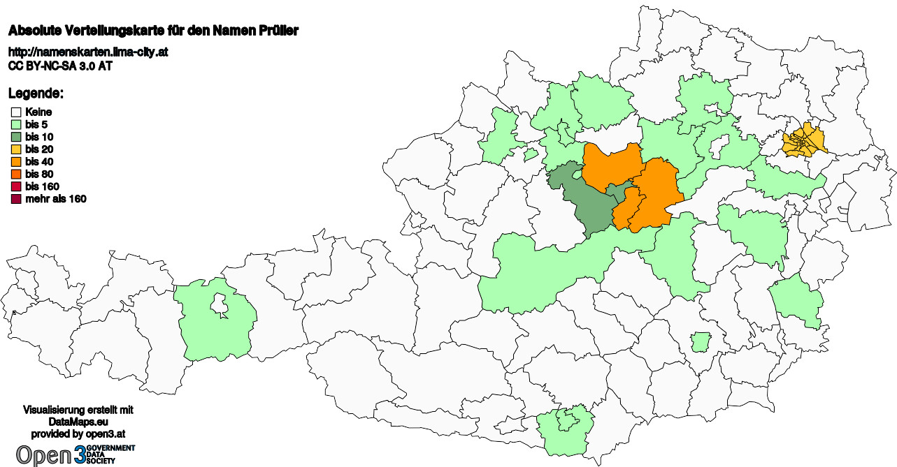 Absolute Verteilungskarten Nachnamen Prüller