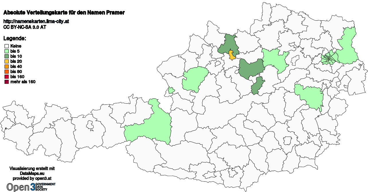 Absolute Verteilungskarten Nachnamen Pramer