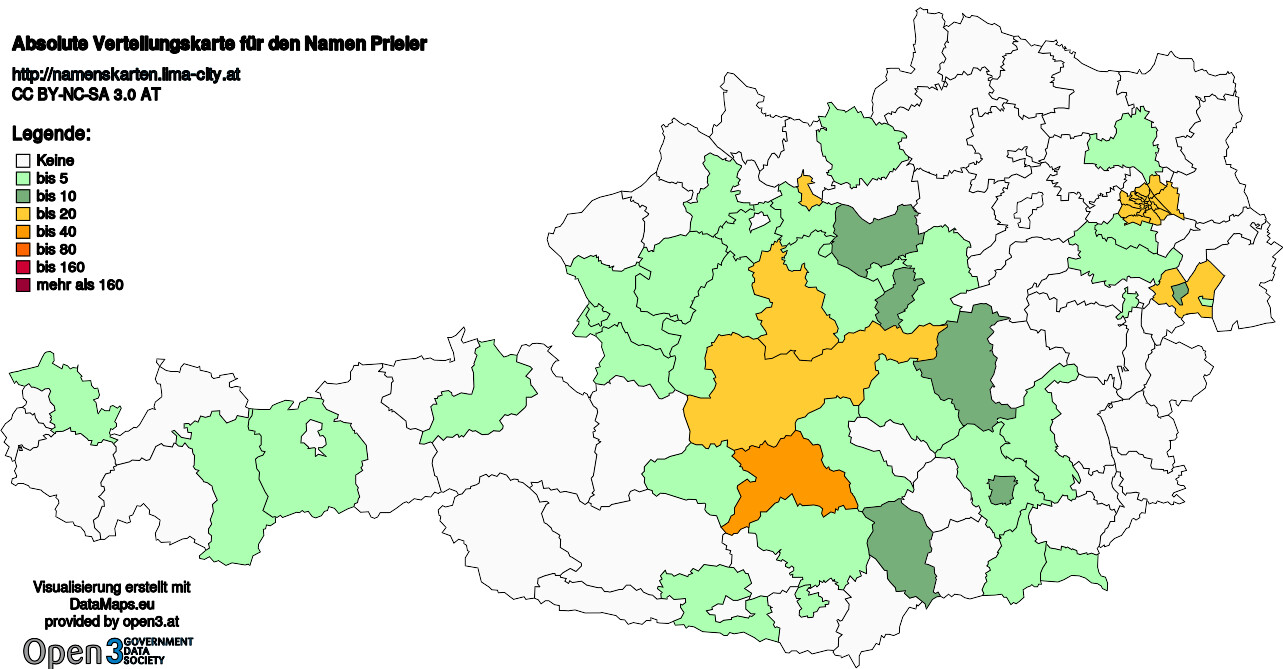 Absolute Verteilungskarten Nachnamen Prieler