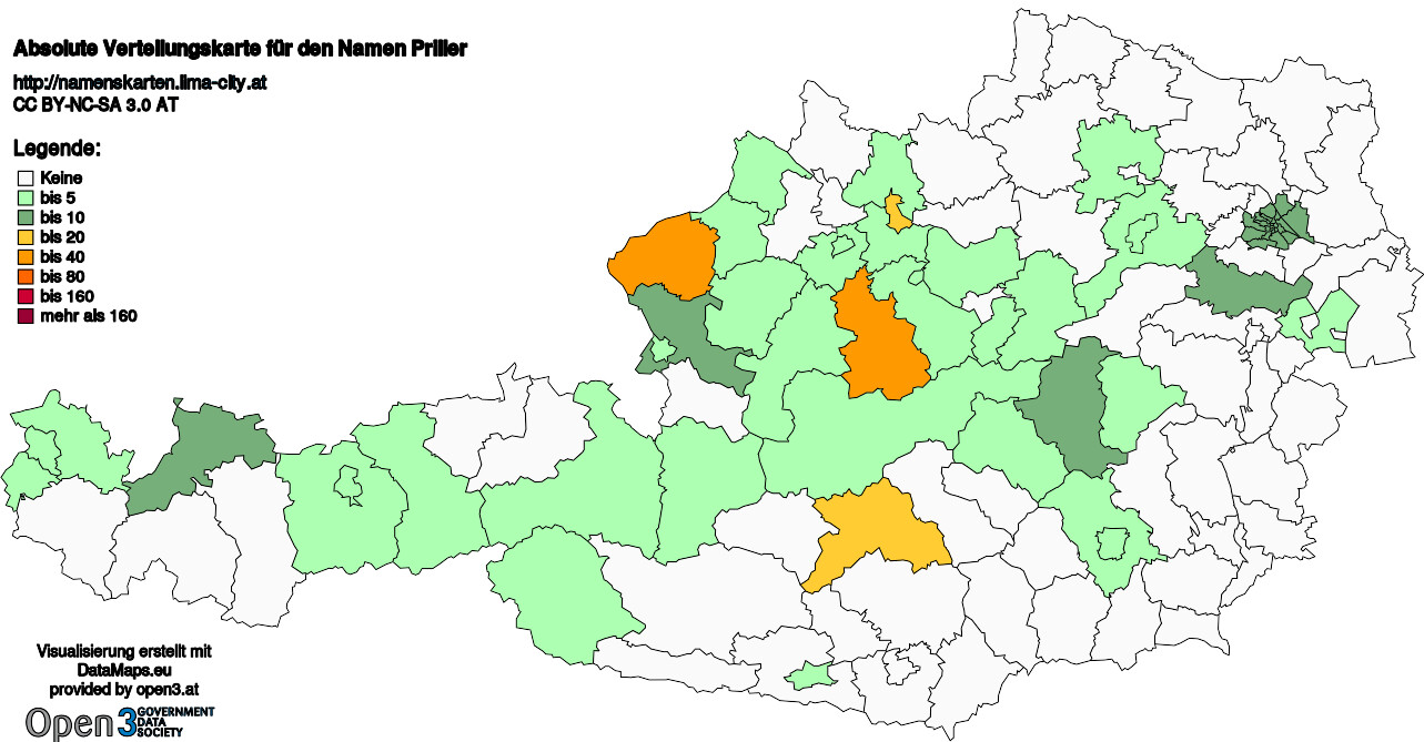 Absolute Verteilungskarten Nachnamen Priller