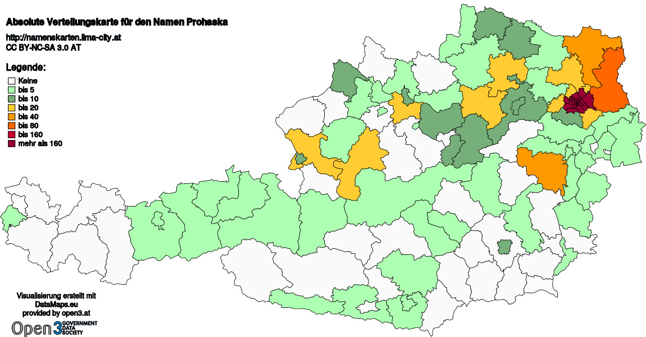 Absolute Verteilungskarten Nachnamen Prohaska