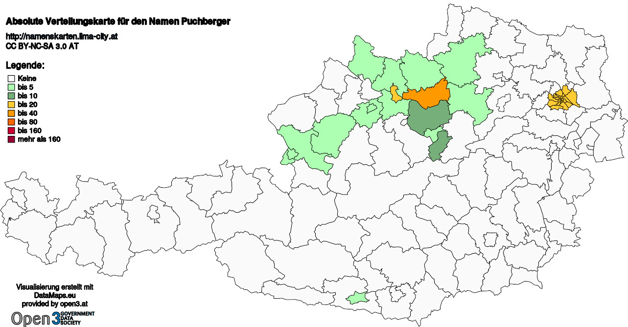 Absolute Verteilungskarten Nachnamen Puchberger