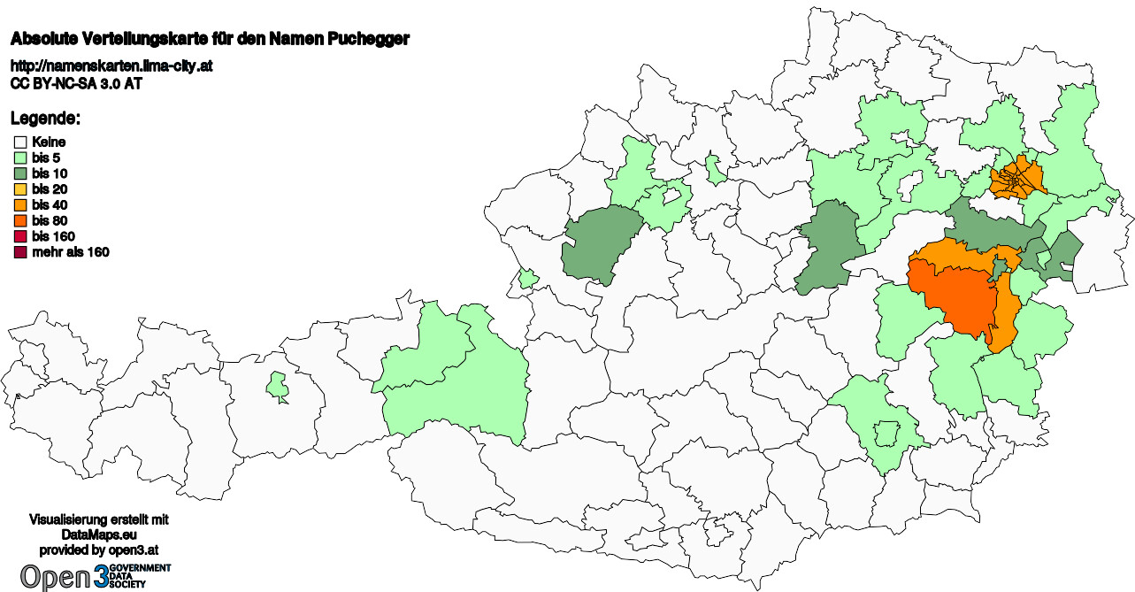Absolute Verteilungskarten Nachnamen Puchegger