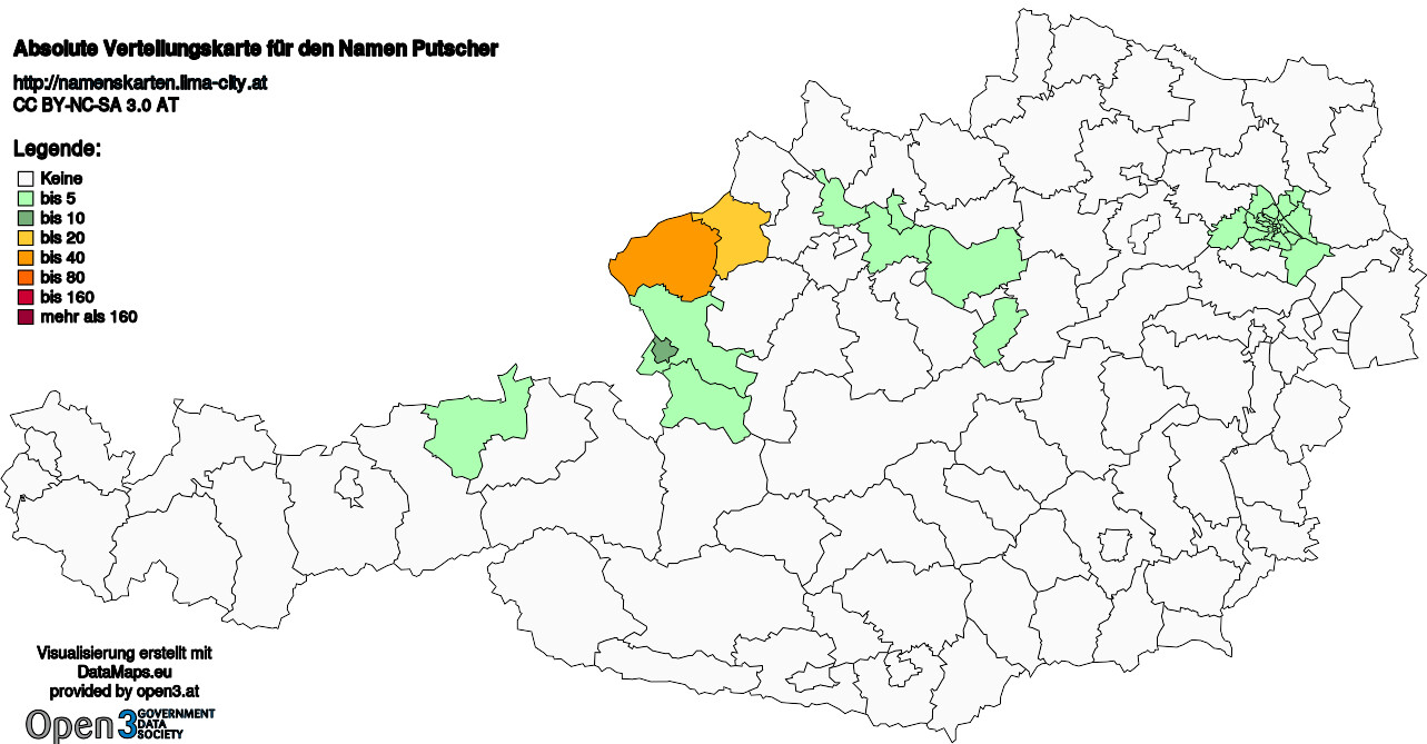 Absolute Verteilungskarten Nachnamen Putscher