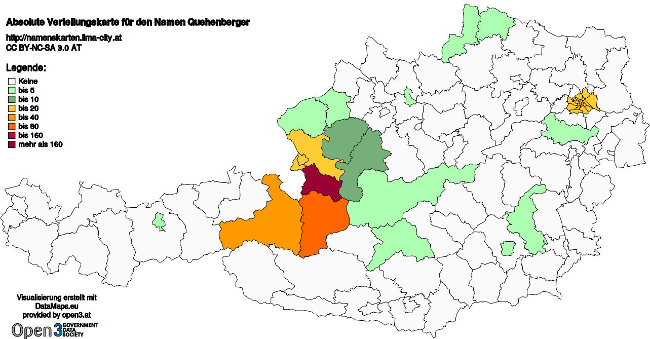 Absolute Verteilungskarten Nachnamen Quehenberger