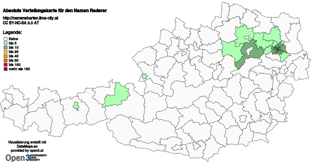 Absolute Verteilungskarten Nachnamen Raderer