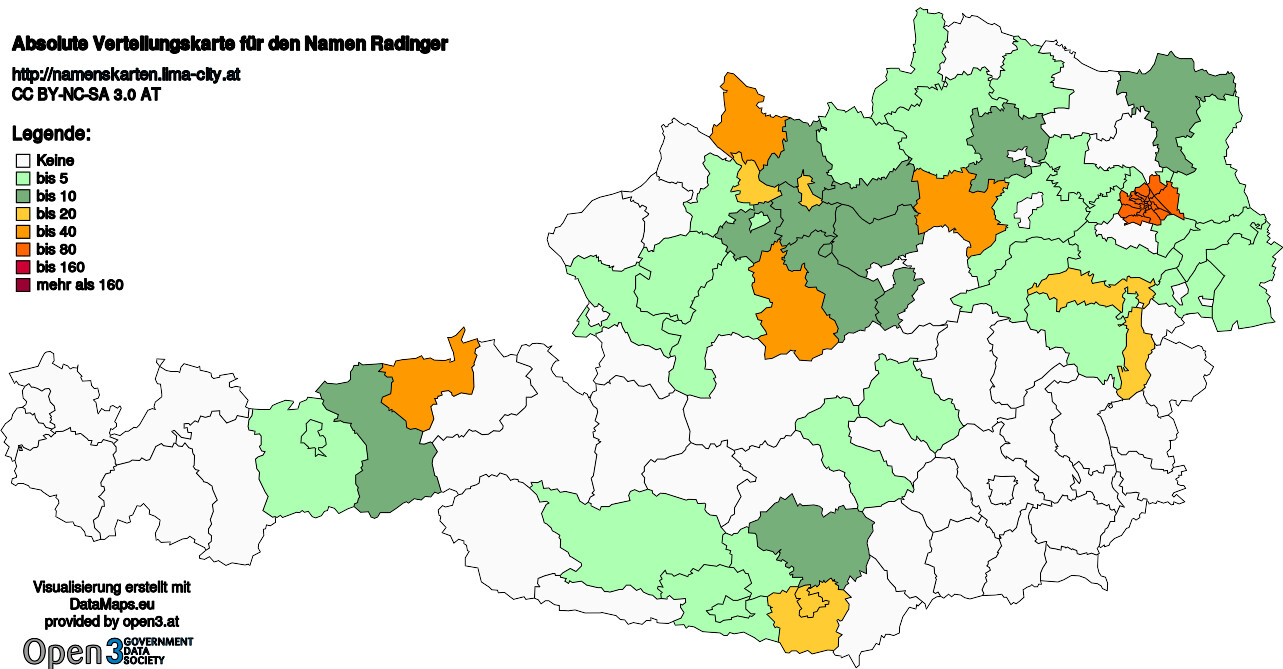 Absolute Verteilungskarten Nachnamen Radinger