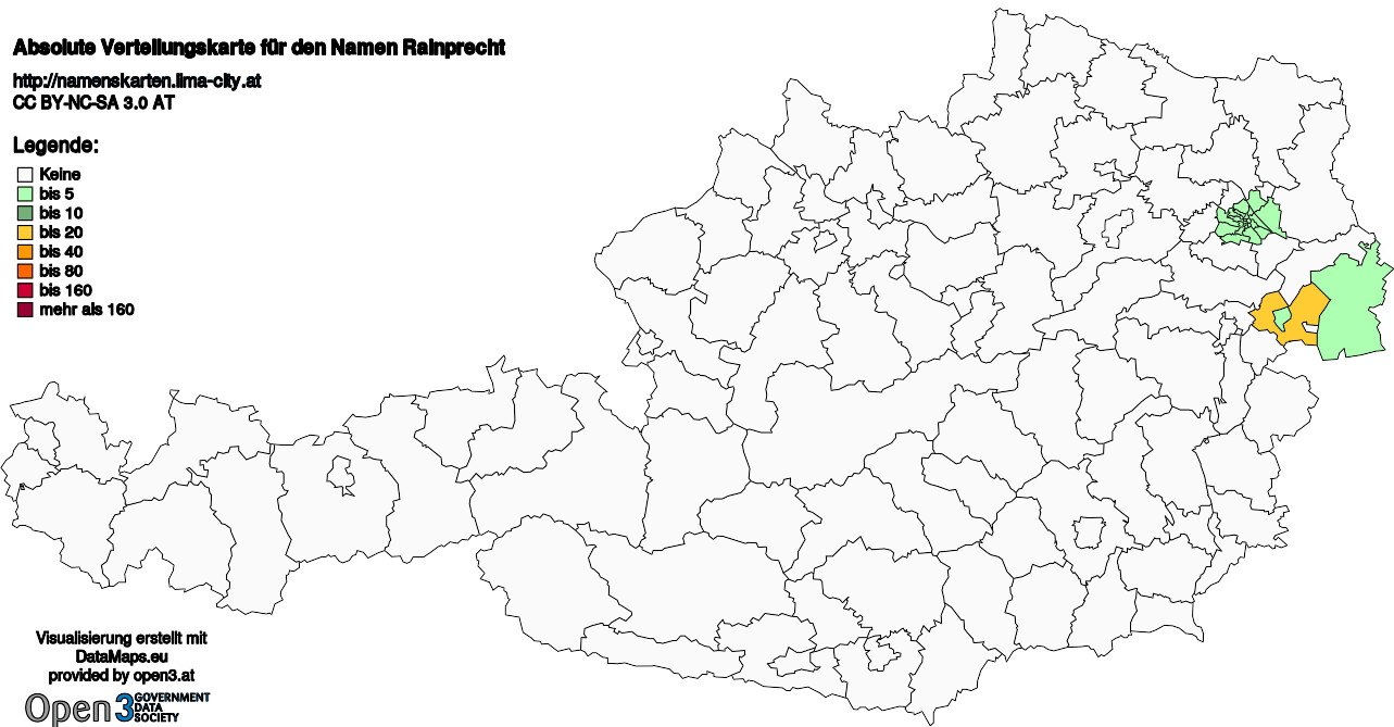 Absolute Verteilungskarten Nachnamen Rainprecht