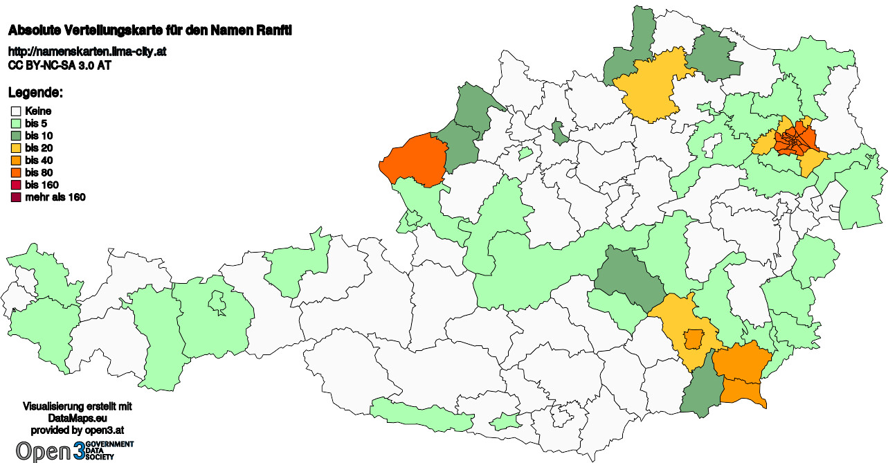 Absolute Verteilungskarten Nachnamen Ranftl