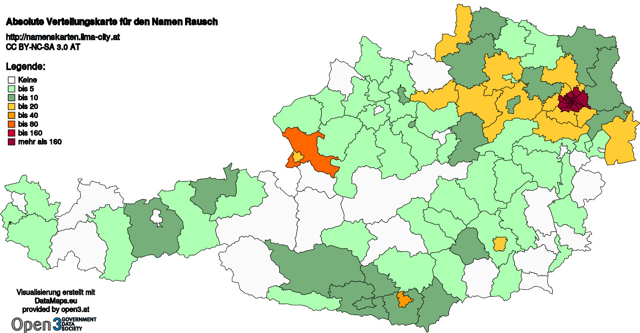 Absolute Verteilungskarten Nachnamen Rausch