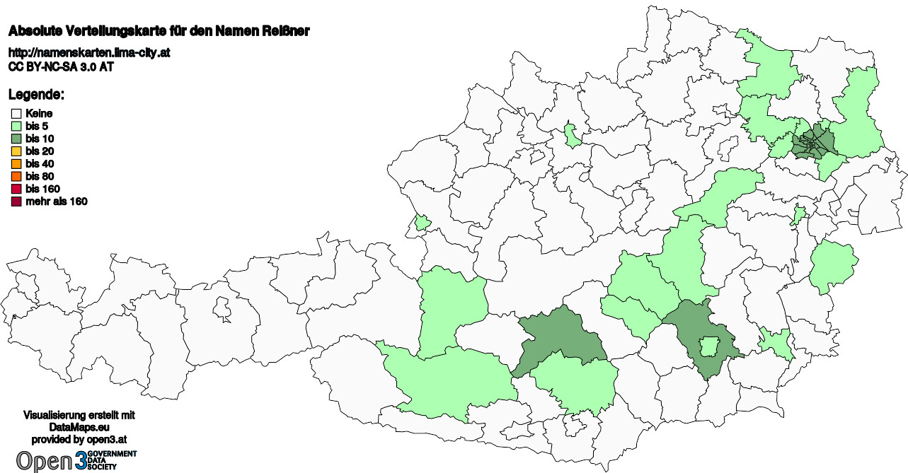 Absolute Verteilungskarten Nachnamen Reißner