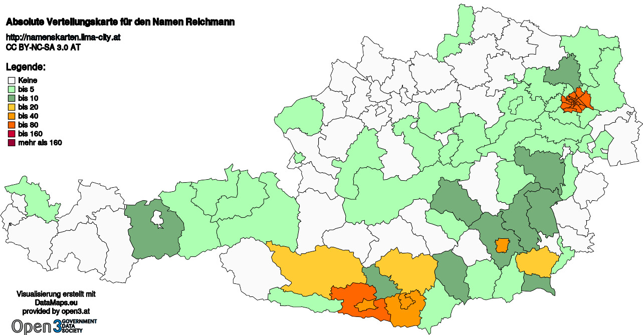 Absolute Verteilungskarten Nachnamen Reichmann