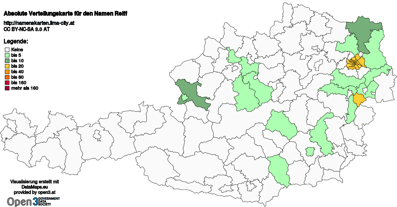 Absolute Verteilungskarten Nachnamen Reiff