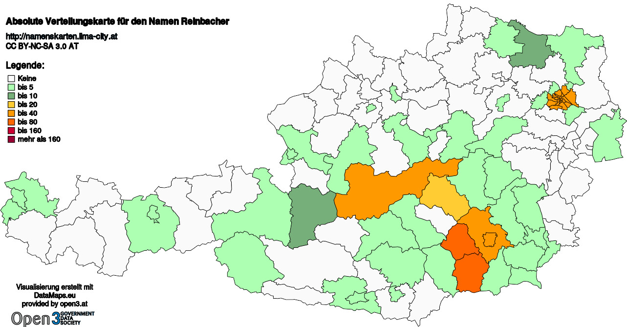 Absolute Verteilungskarten Nachnamen Reinbacher