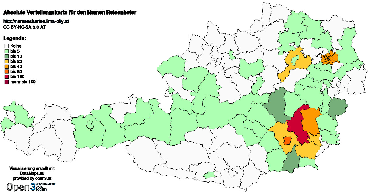 Absolute Verteilungskarten Nachnamen Reisenhofer