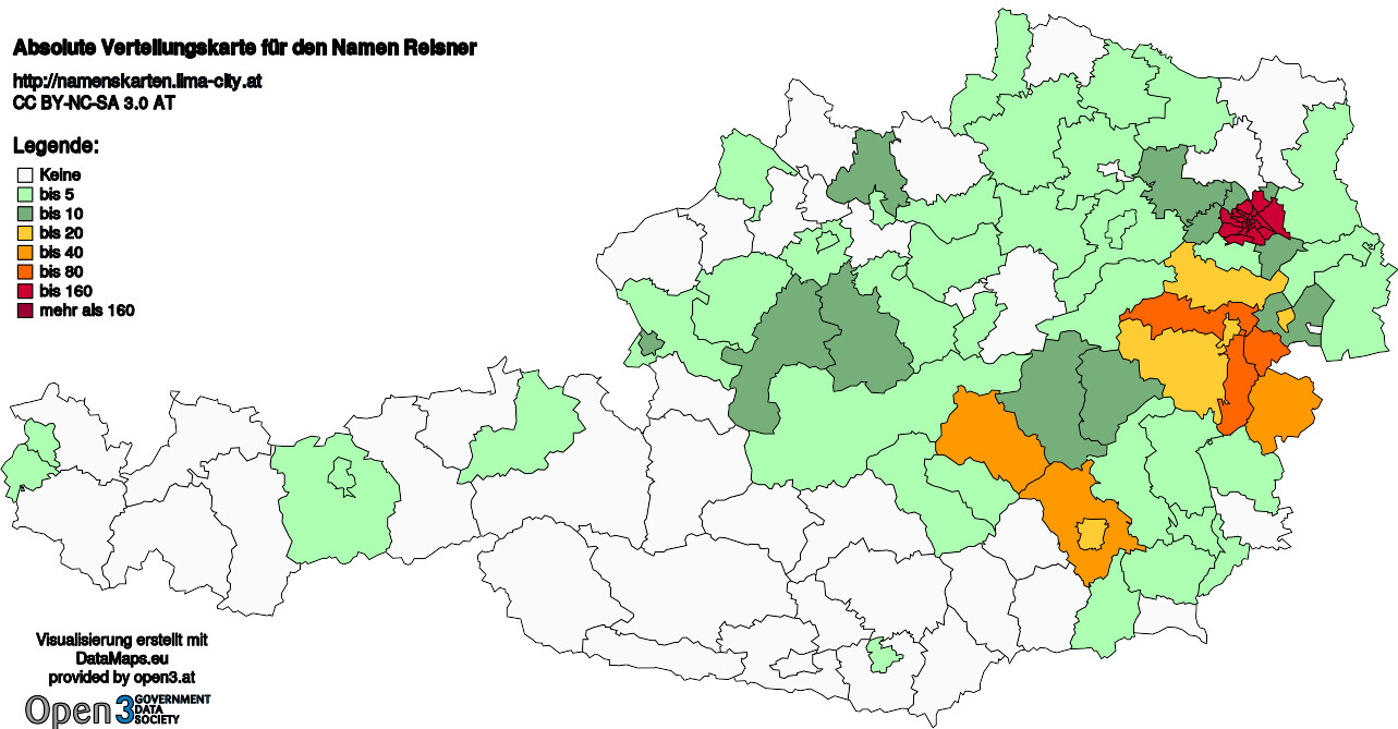 Absolute Verteilungskarten Nachnamen Reisner